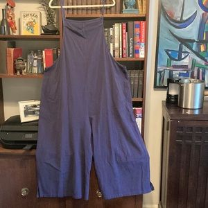 Linen/cotton overalls. Navy Blue. Asian Size 5X.
